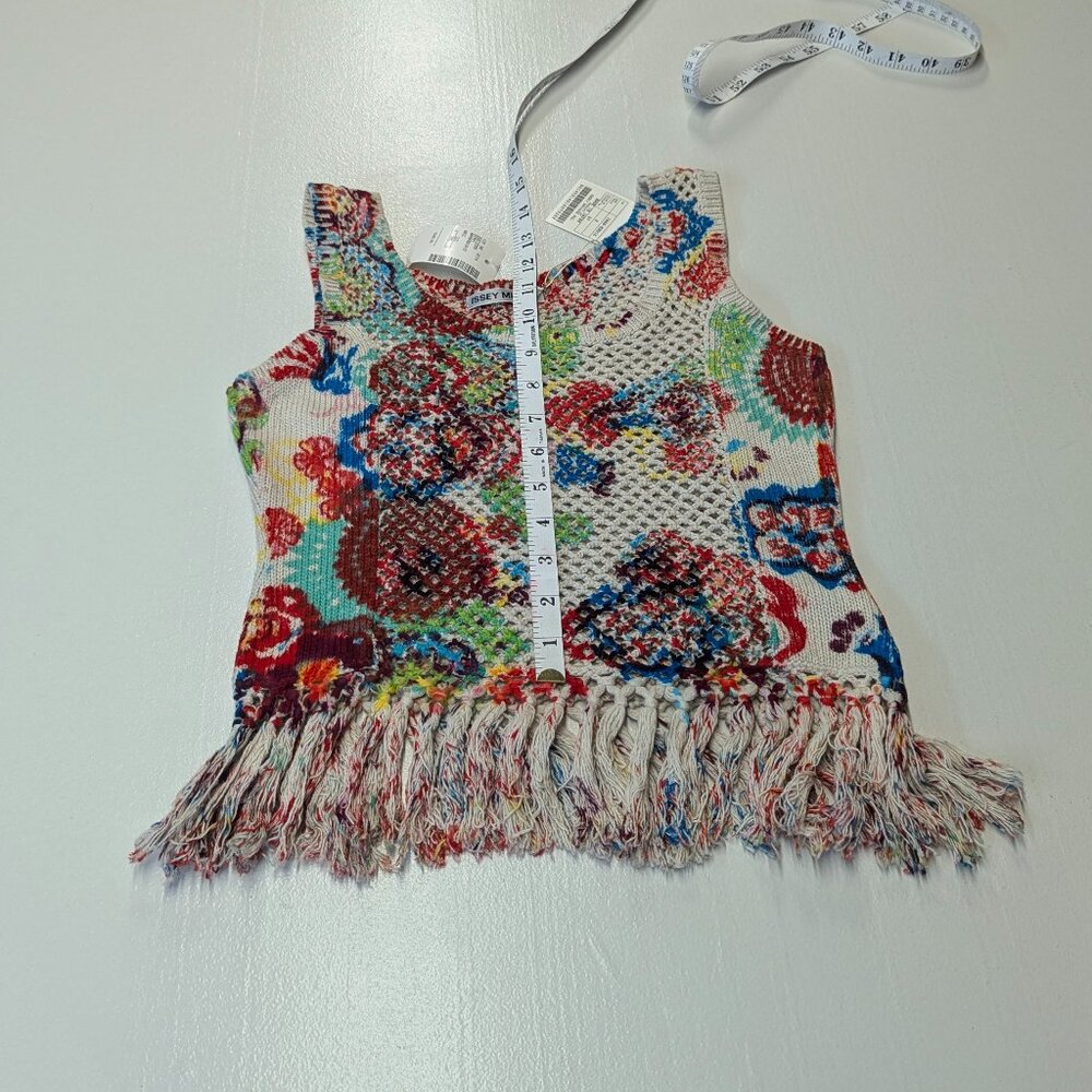 NWT Issey Miyake Cotton Tank Size 2 Multicolored Crochet With Fringe Tassles - Picture 7 of 16